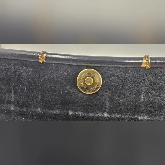 Vintage Eel Skin Black Elegant Exotic Envelope Clutch Crossbody Gold Hardware - Picture 8 of 16